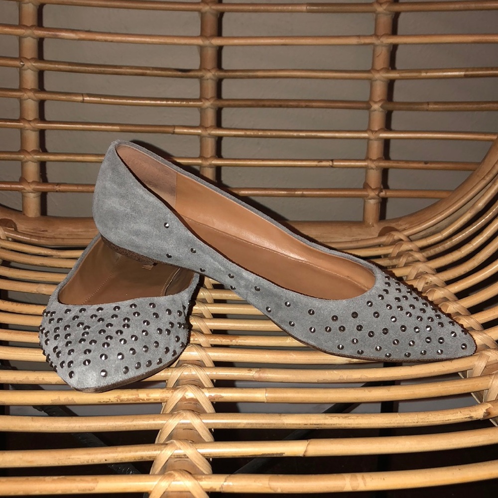 J. Crew studded grey pointy-toe flats